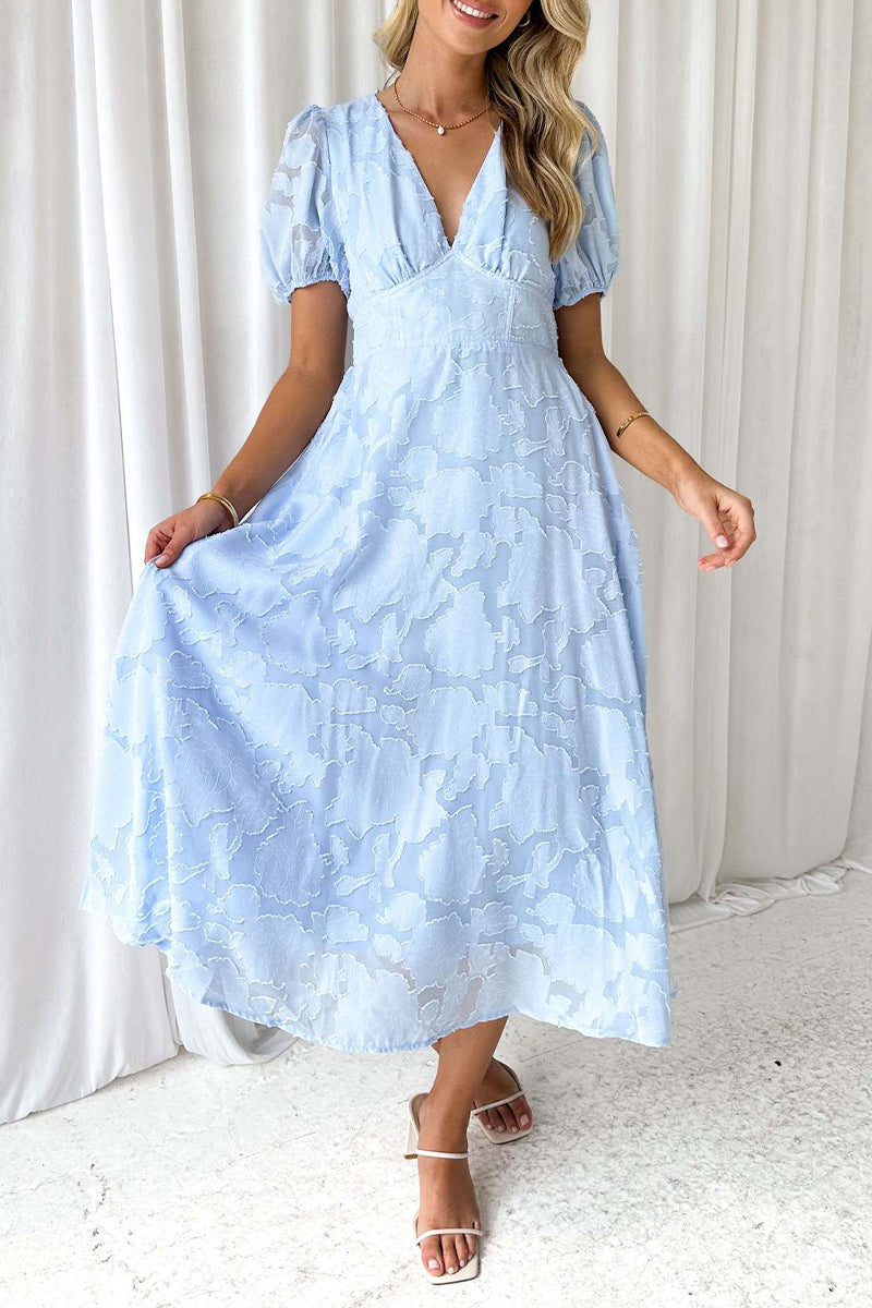 Elegant Solid Lace Pocket V Neck A Line Dresses(3 Colors)