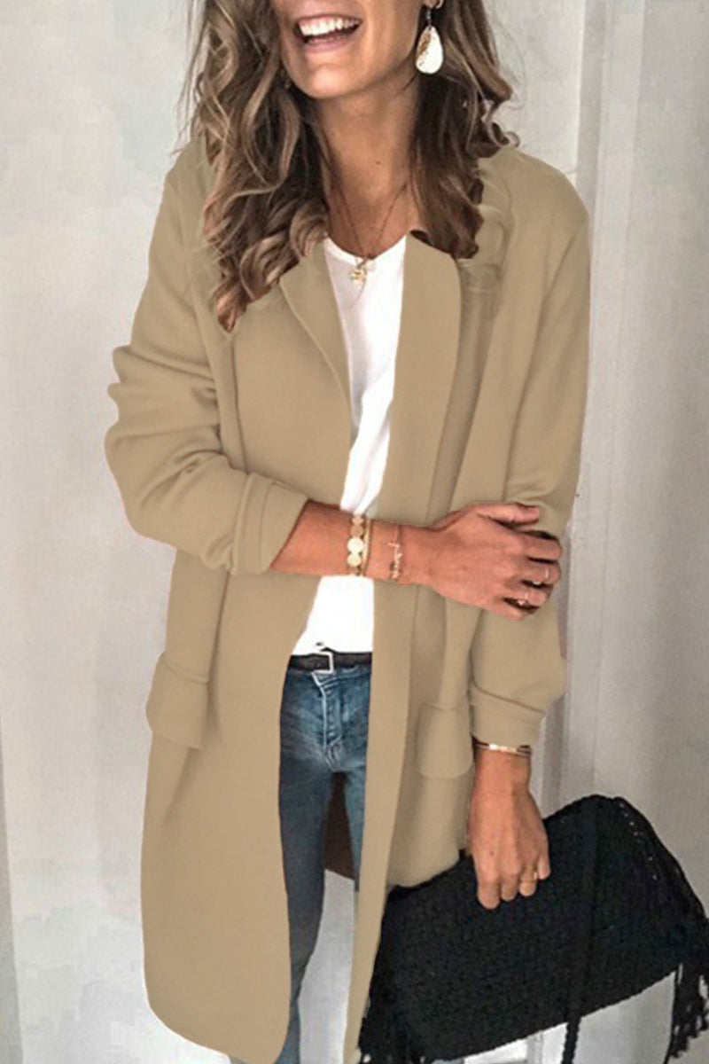 Casual Solid Patchwork Turn-back Collar Outerwear(6 Colors)