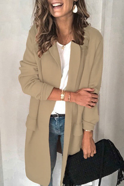 Casual Solid Patchwork Turn-back Collar Outerwear(6 Colors)