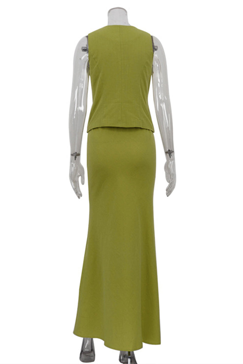 Casual Lace Up V Neck Sleeveless Two Pieces(3 Colors)