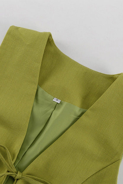 Casual Lace Up V Neck Sleeveless Two Pieces(3 Colors)