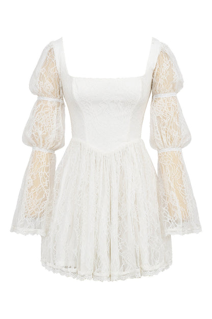 White - Elegant Lace Fitted Dress