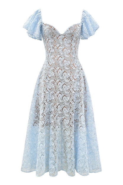 Blue – Vintage Lace Sexy A-Line Dress