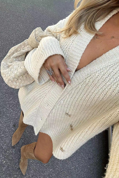 Casual Street Buttons Pleated V Neck Outerwear