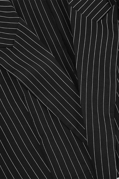 Daily Elegant Stripe Patchwork Turn-back Collar Outerwear