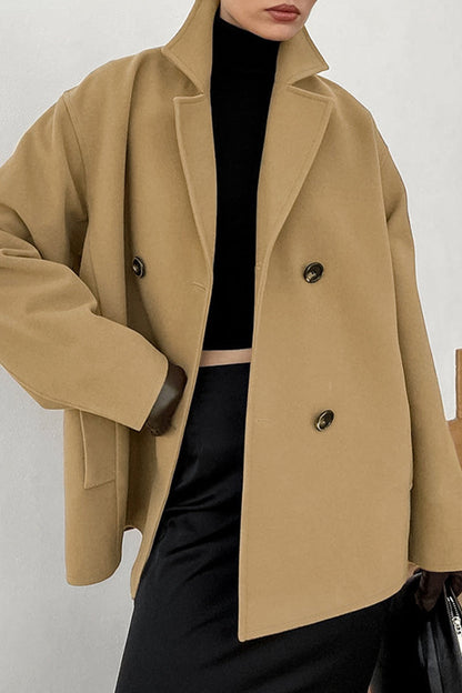 Casual Daily Solid Color Buttons Turn-back Collar Outerwear