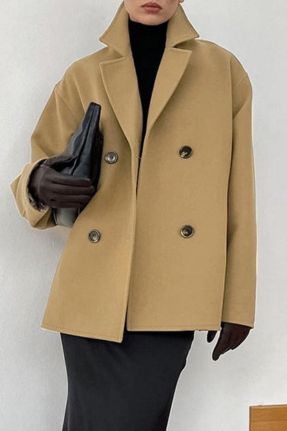 Casual Daily Solid Color Buttons Turn-back Collar Outerwear