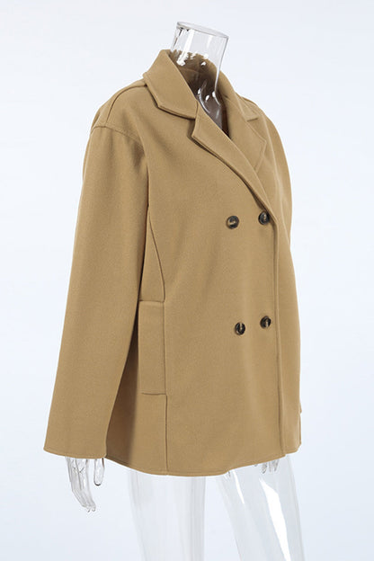 Casual Daily Solid Color Buttons Turn-back Collar Outerwear