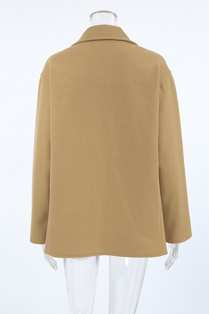 Casual Daily Solid Color Buttons Turn-back Collar Outerwear