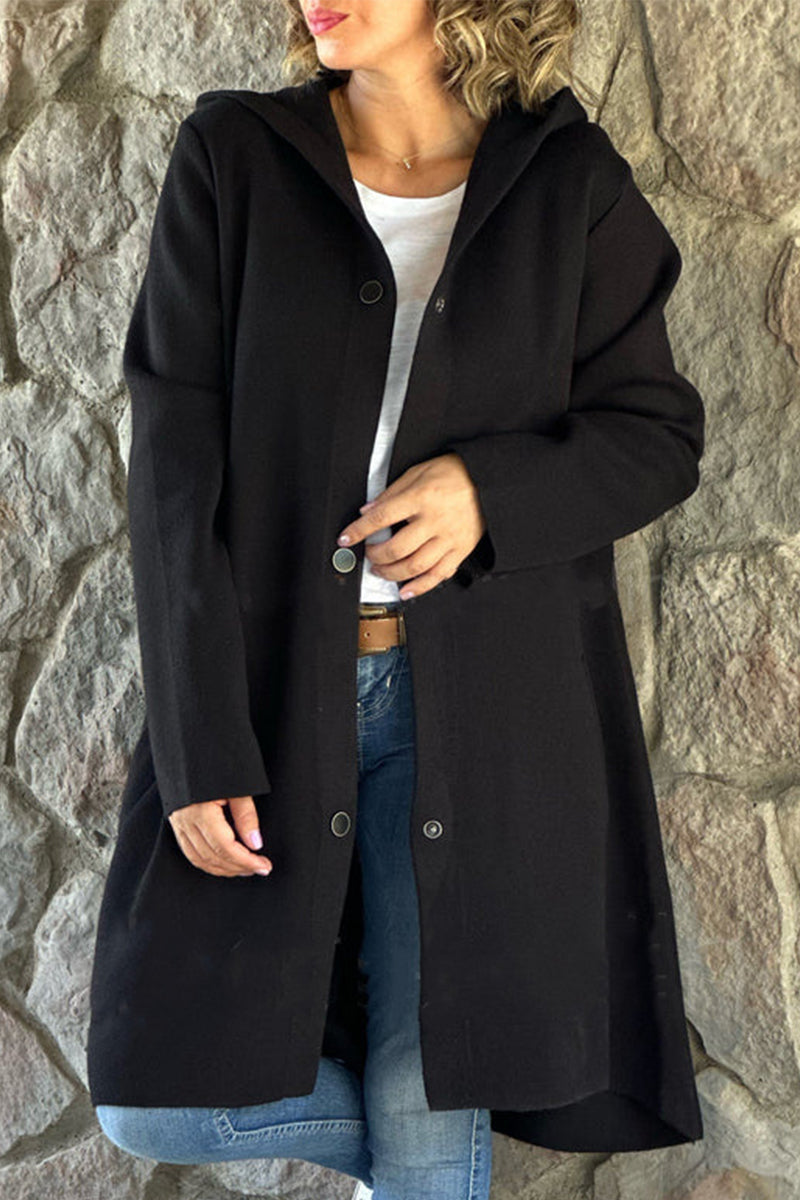 Casual Daily Pocket Buttons Hooded Outerwear(8 Colors)