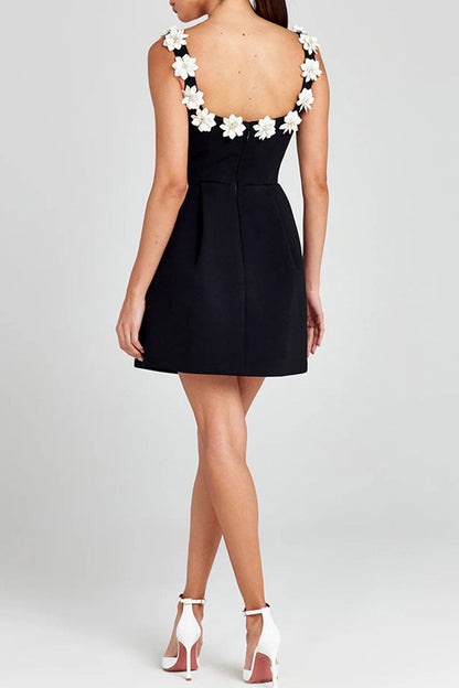 Sexy Solid Color Pocket Flower Shape U Neck Princess Dresses