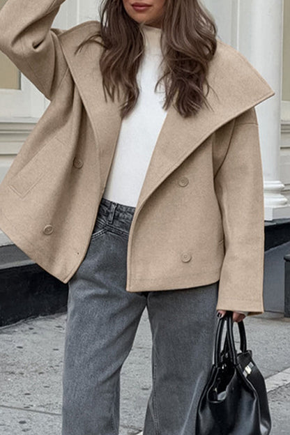 Casual Street Buckle Gross Turndown Collar Outerwear