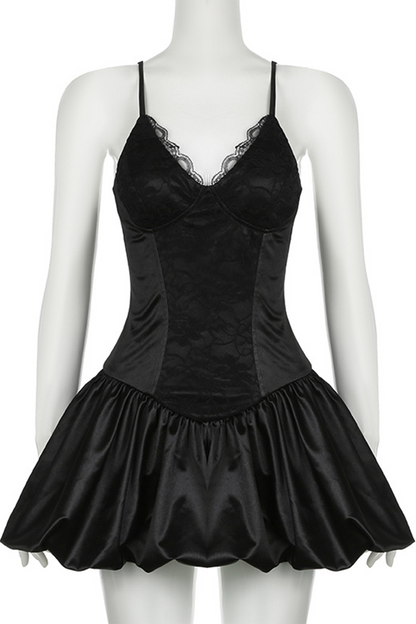 Sexy Lace Zipper V Neck Sling Dresses