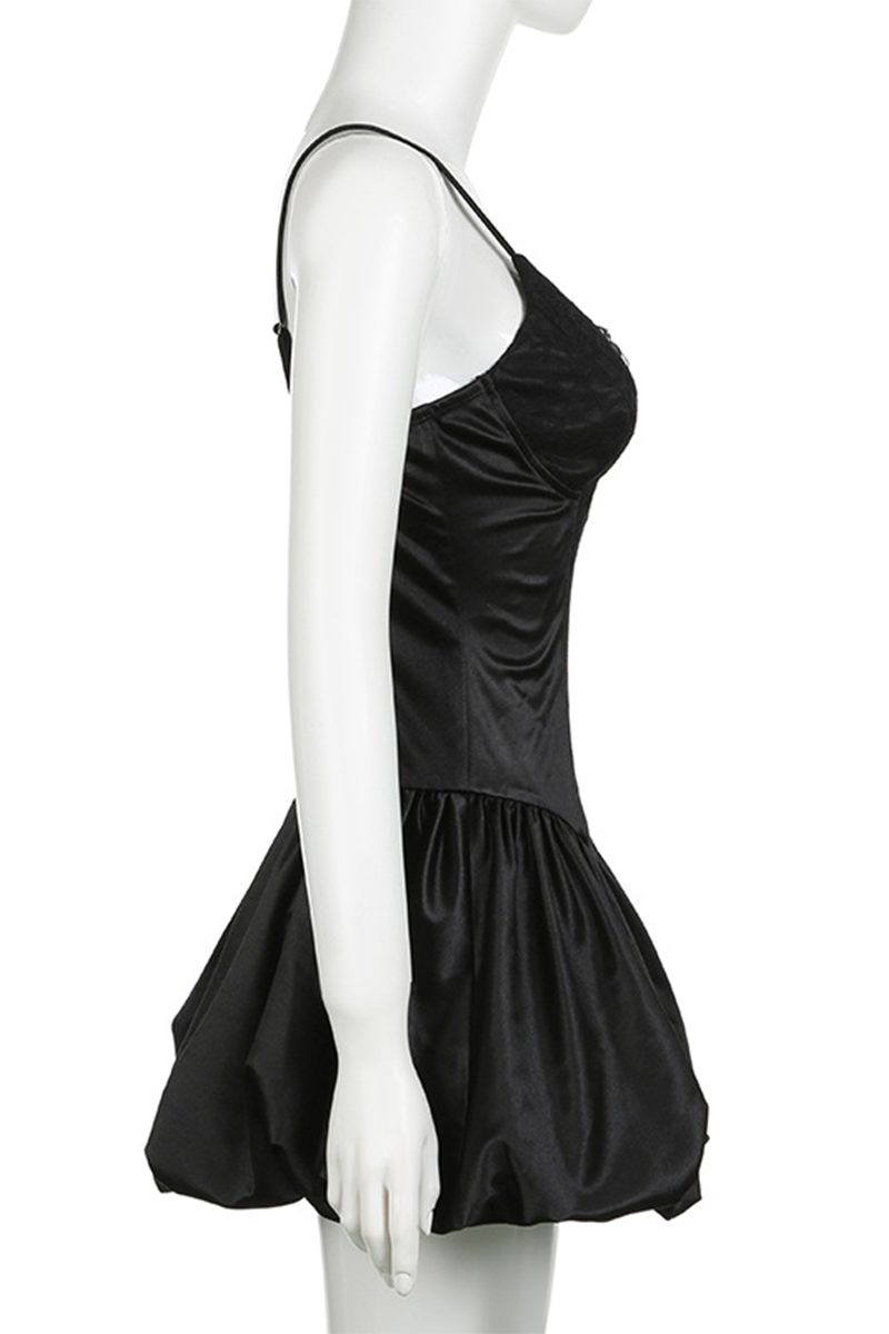 Sexy Lace Zipper V Neck Sling Dresses