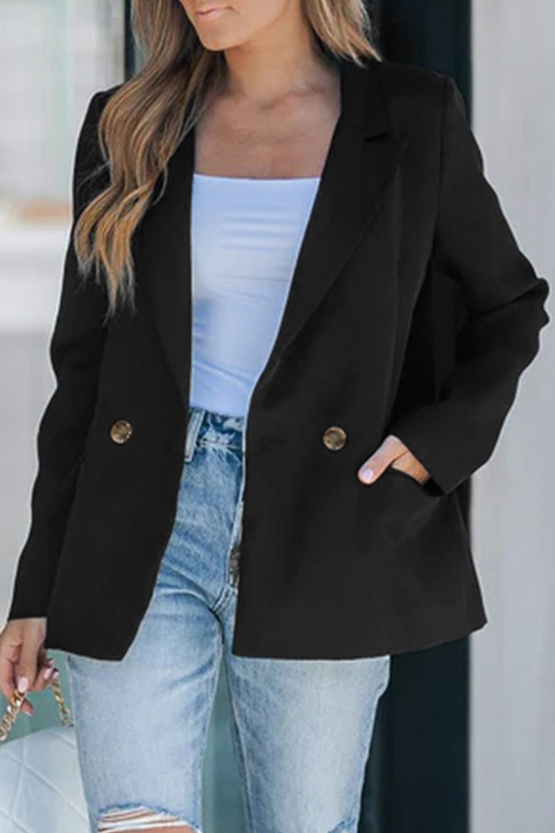 Casual Street Buttons Turn-back Collar Outerwear