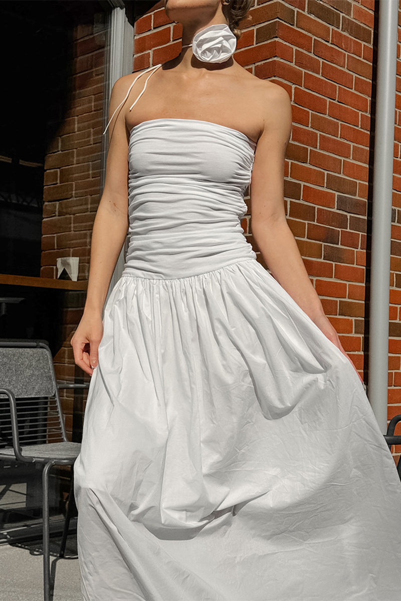 Sexy Ruched Flowers Strapless Strapless Dresses