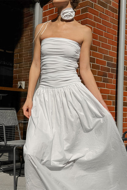 Sexy Ruched Flowers Strapless Strapless Dresses