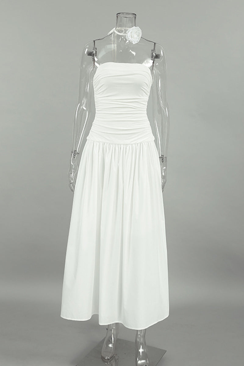 Sexy Ruched Flowers Strapless Strapless Dresses