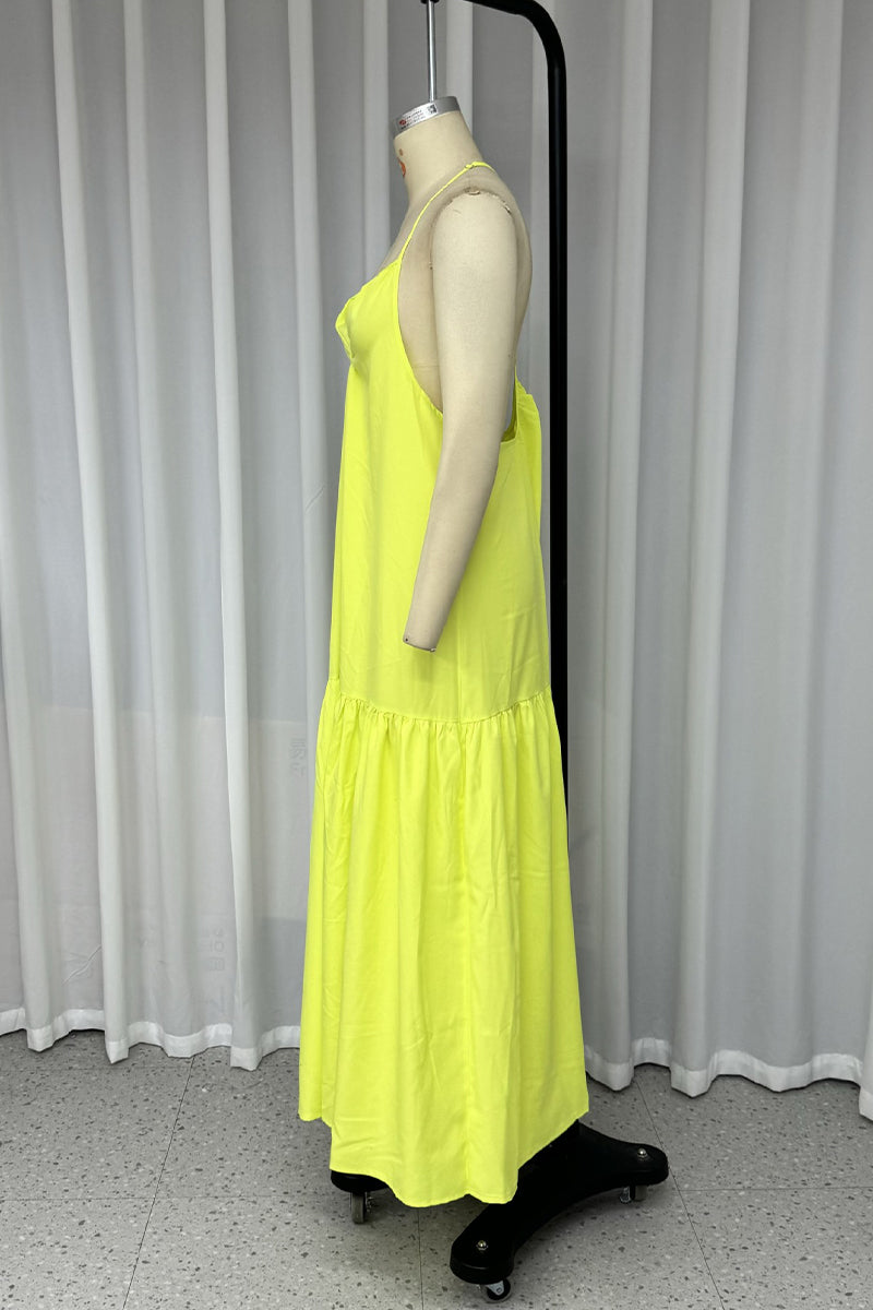 Sexy Vacation Patchwork Backless V Neck Sling Dresses