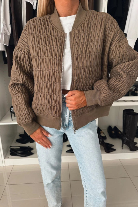 Casual Solid Color Zipper Mandarin Collar Outerwear(4 Colors)