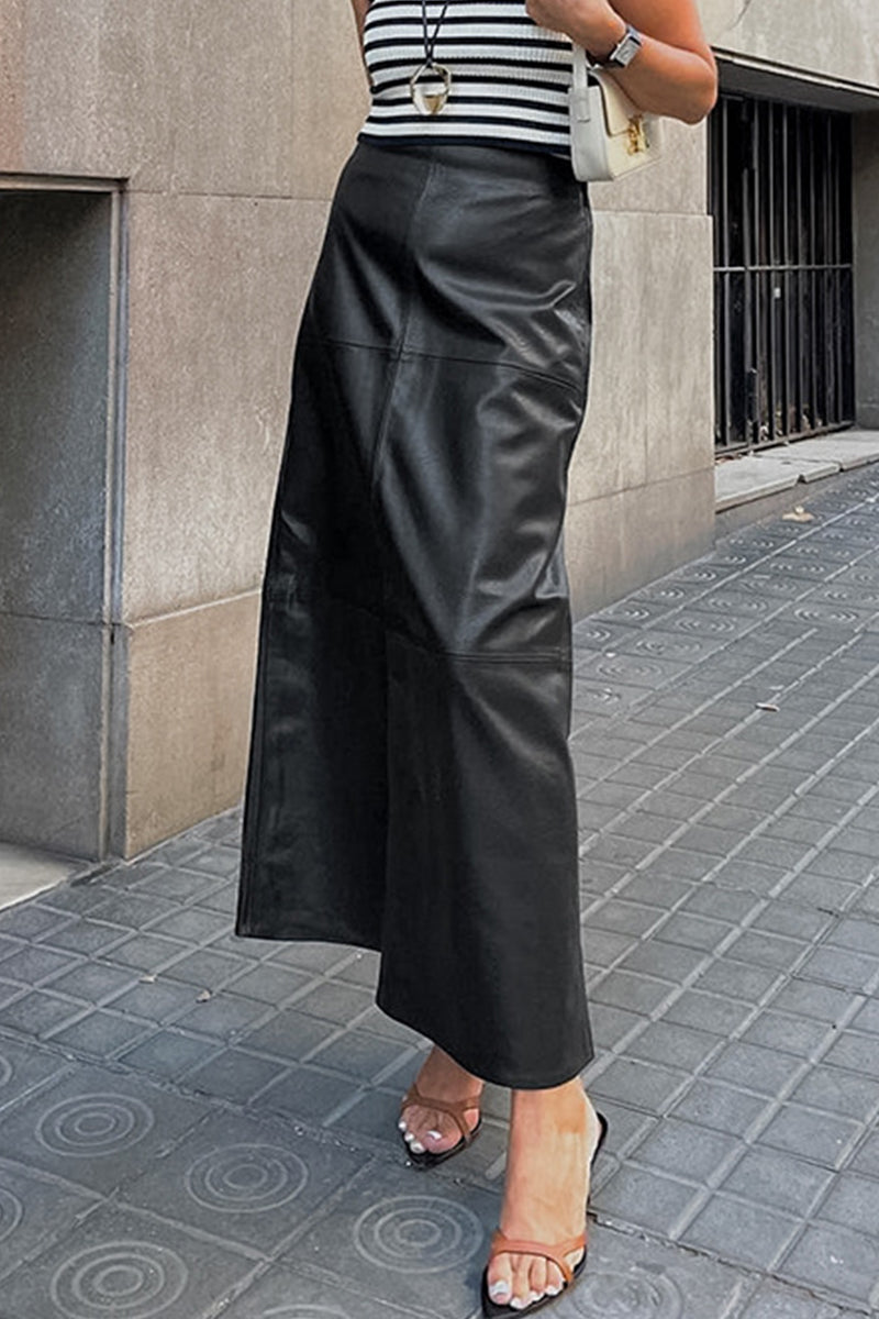 Elegant Patchwork Zipper Regular High Waist Bottoms