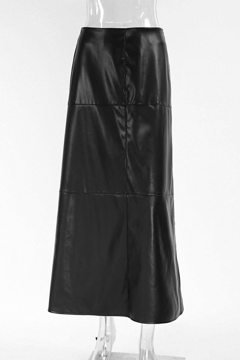 Elegant Patchwork Zipper Regular High Waist Bottoms