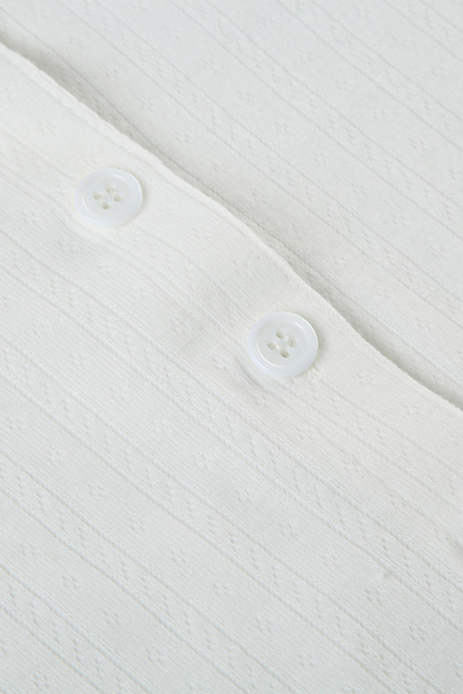 Casual Daily Hollow Out Buttons O Neck Long Sleeve Two Pieces