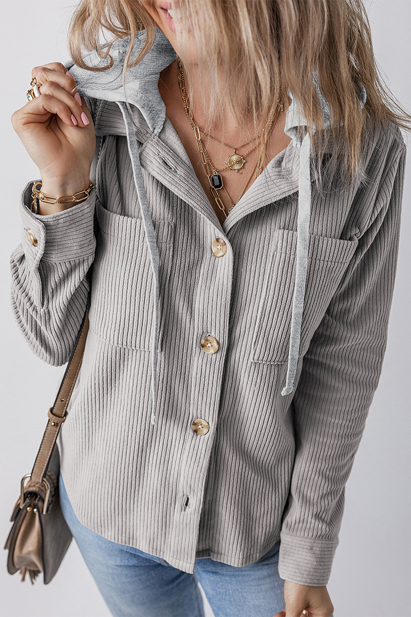 Casual Daily Draw String Buttons Patchwork Contrast Hooded Tops