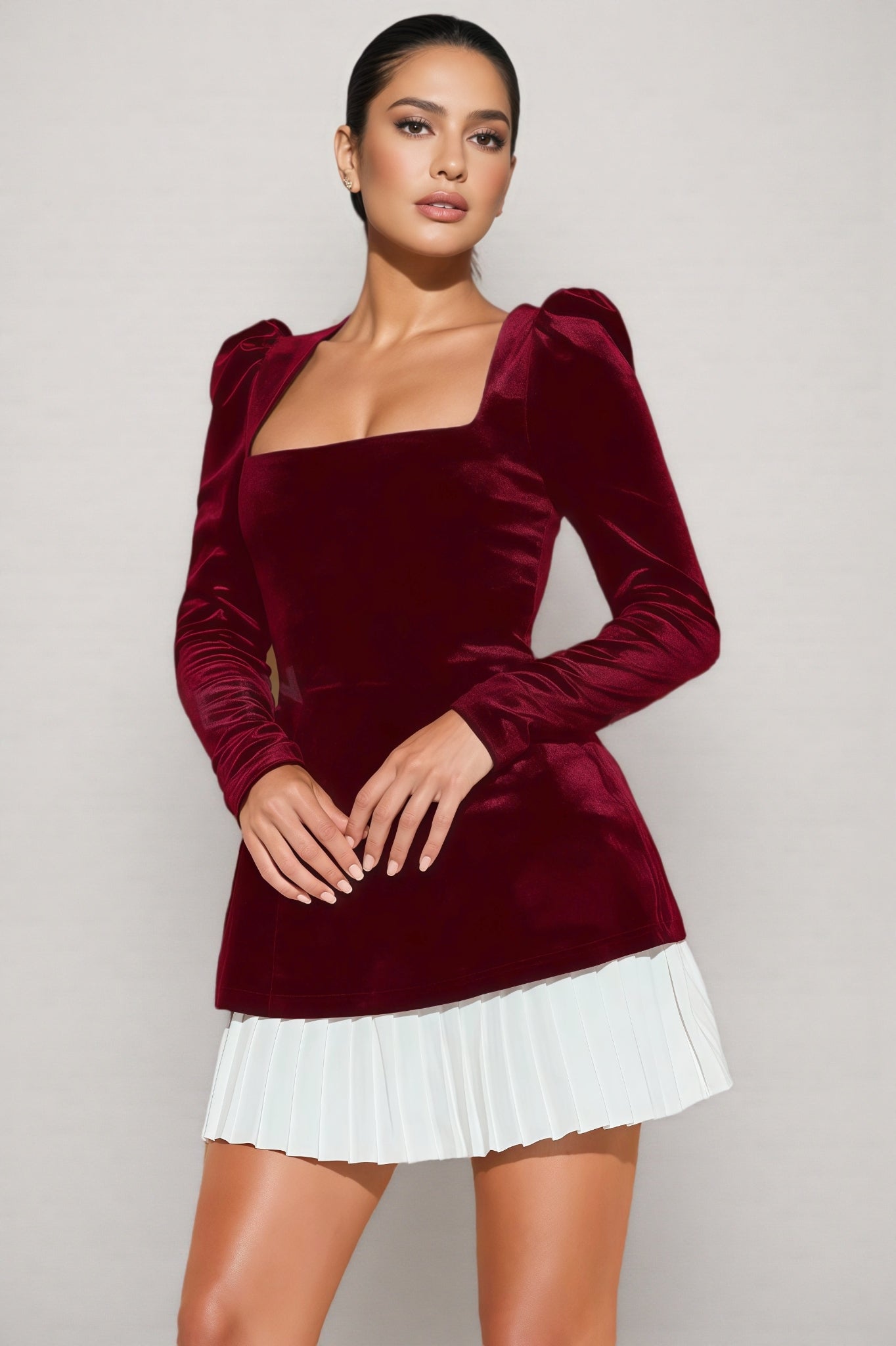 Bali Pleated Hem Mini Dress Two-Piece Set