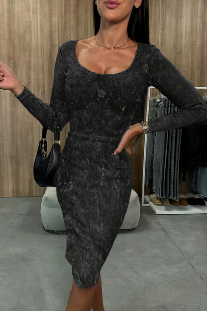 Casual Distressed V Neck Wrapped Skirt Dresses(4 Colors)