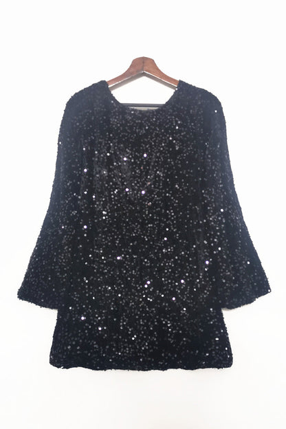 Sexy Sequins Lace Up Backless O Neck A Line Dresses