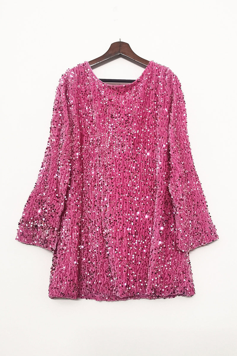 Sexy Sequins Lace Up Backless O Neck A Line Dresses