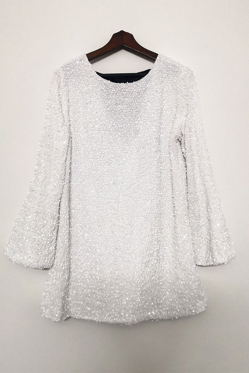 Sexy Sequins Lace Up Backless O Neck A Line Dresses