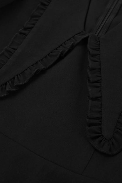 Elegant Patchwork Zipper Peter Pan Collar A Line Dresses