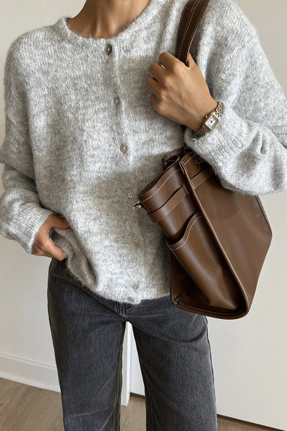 Casual Buttons O Neck Outerwear(5 Colors)