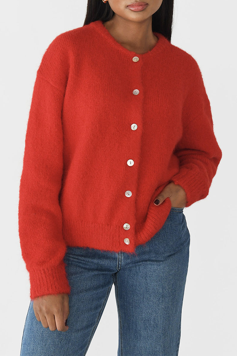 Casual Buttons O Neck Outerwear(5 Colors)