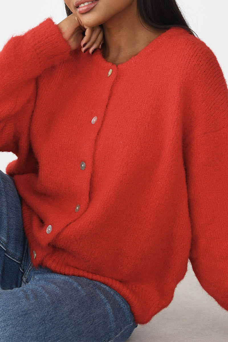 Casual Buttons O Neck Outerwear(5 Colors)