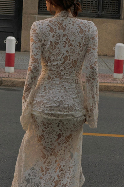 Sexy Lace See-Through Strap Design V Neck Lace Dress Dresses