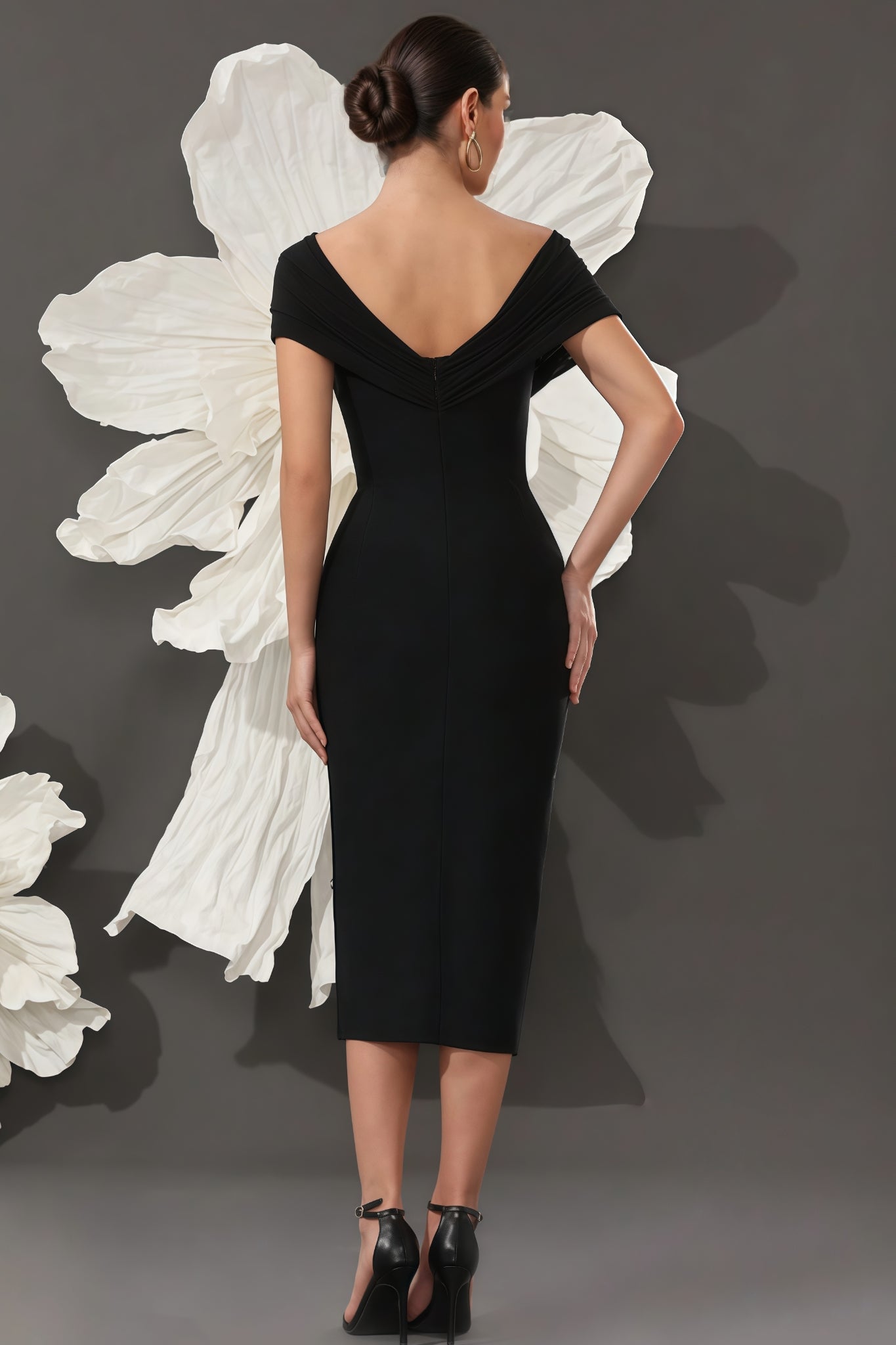 Marisad Strapless Mesh Studded Midi Dress