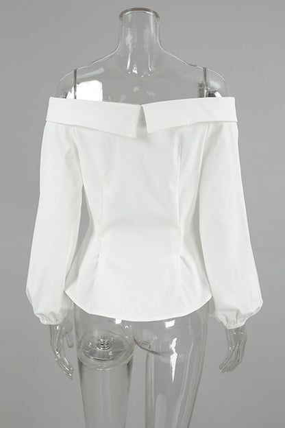 Sexy Buttons Off Shoulder Blouses