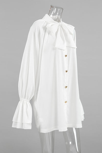 Elegant Lace Up Buckle Ribbon Collar A Line Dresses(3 Colors)