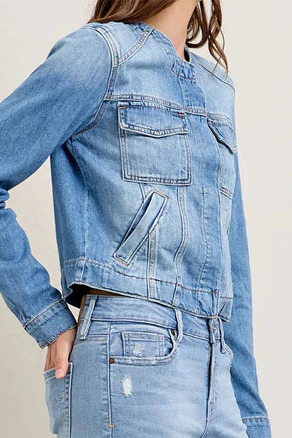 Casual Street Gradient Distressed O Neck Outerwear