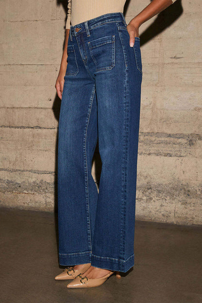 Casual  Distressed Pocket High Waist Loose Denim Jeans