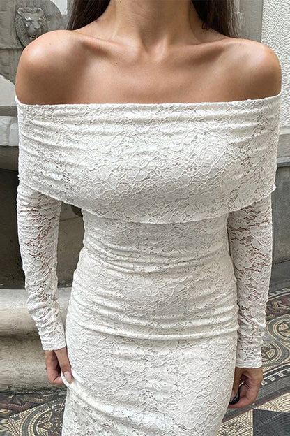 Elegant Lace Off Shoulder Lace Dress Dresses