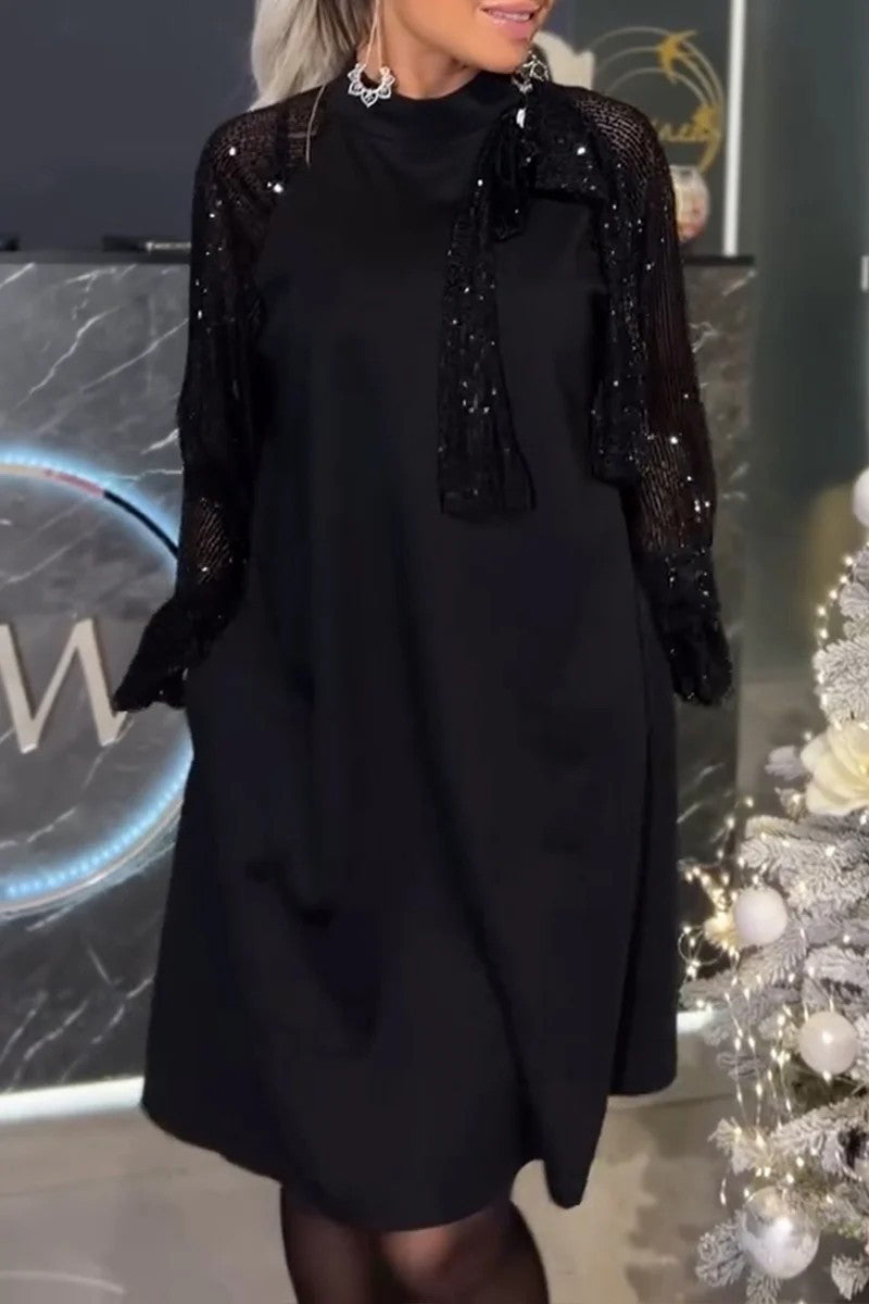 Elegant Sequins Sequined Half A Turtleneck A Line Dresses(5 Colors)