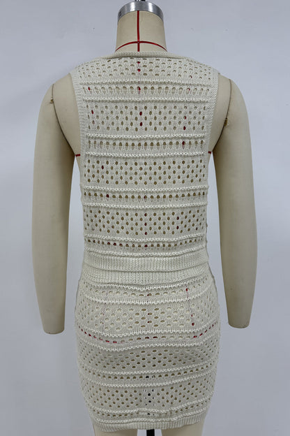 Sexy Hollow Out Lace Up V Neck Sleeveless Two Pieces