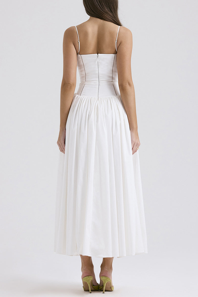 Elegant Patchwork Square Neck Sling Dresses