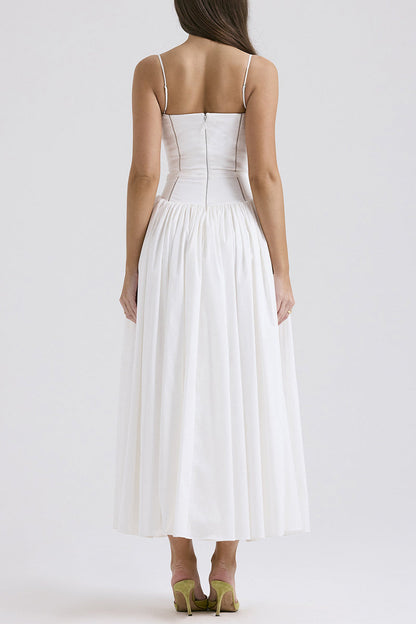 Elegant Patchwork Square Neck Sling Dresses