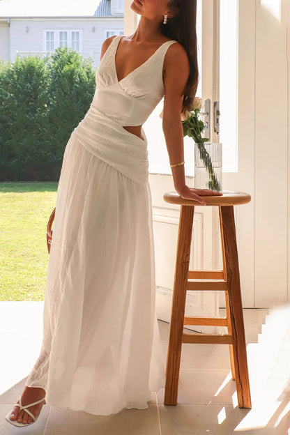 Sexy  Hollow Out V Neck Sleeveless Dresses