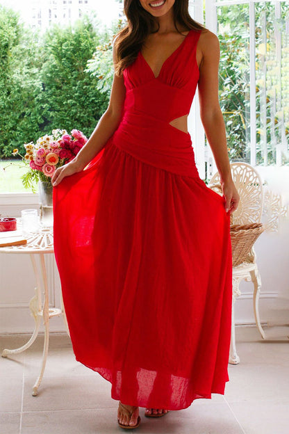 Sexy  Hollow Out V Neck Sleeveless Dresses